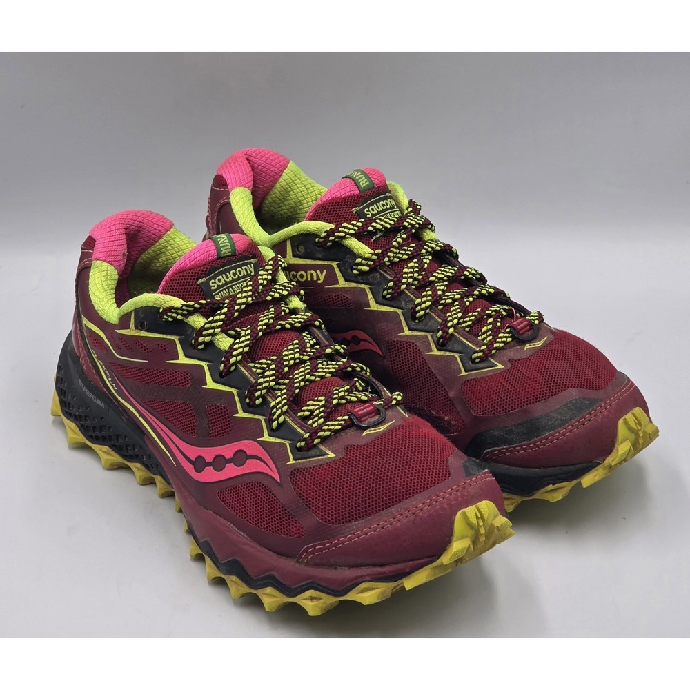 Saucony Peregrine 6 Trail Running Shoes Women's 8 Red Pink Green